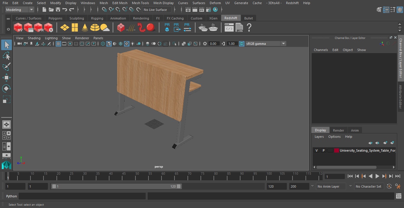 3D University Seating System Table For Two Seats(1) model