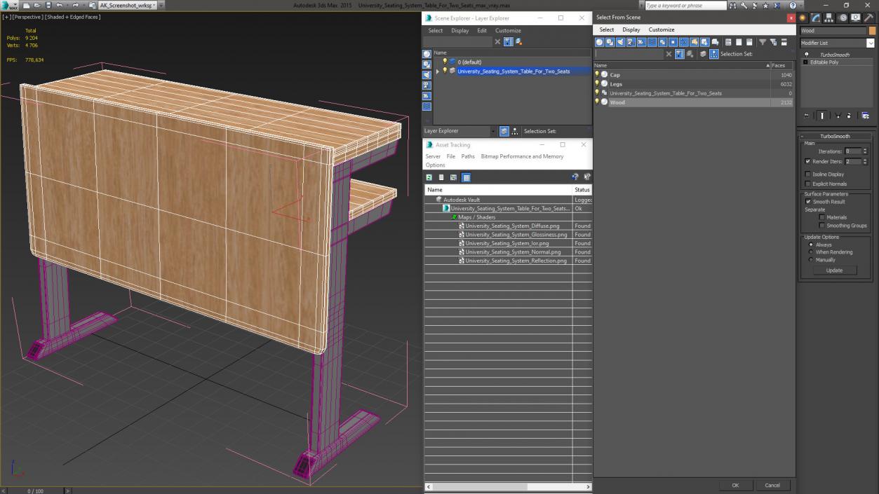 3D University Seating System Table For Two Seats(1) model