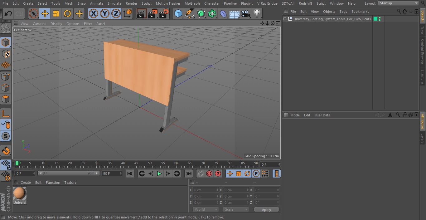 3D University Seating System Table For Two Seats(1) model