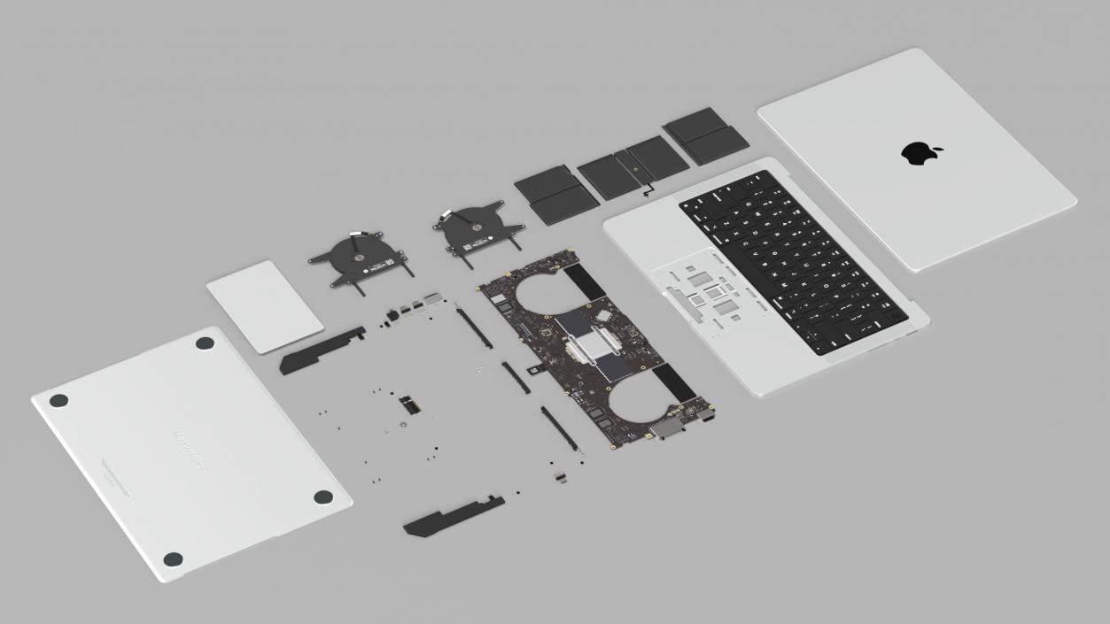 3D Disassembled Components MacBook Pro 14 M2