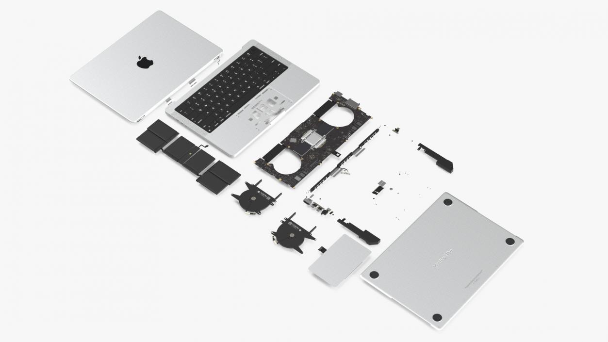 3D Disassembled Components MacBook Pro 14 M2