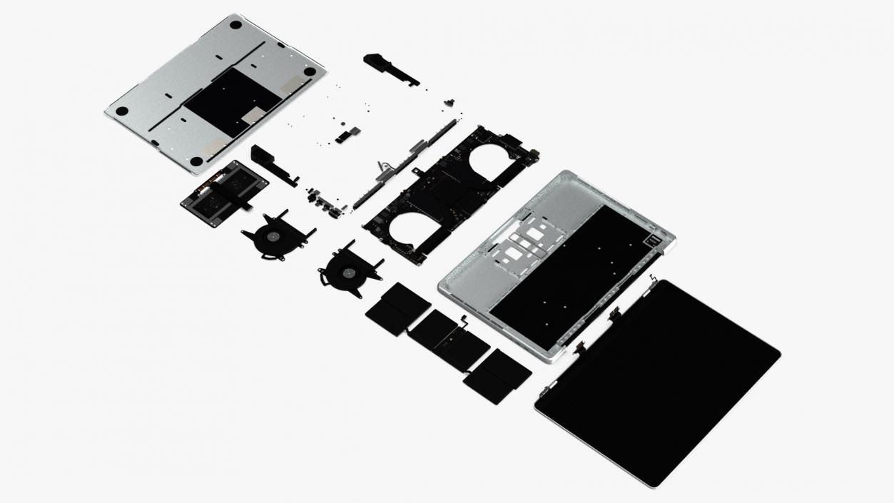 3D Disassembled Components MacBook Pro 14 M2