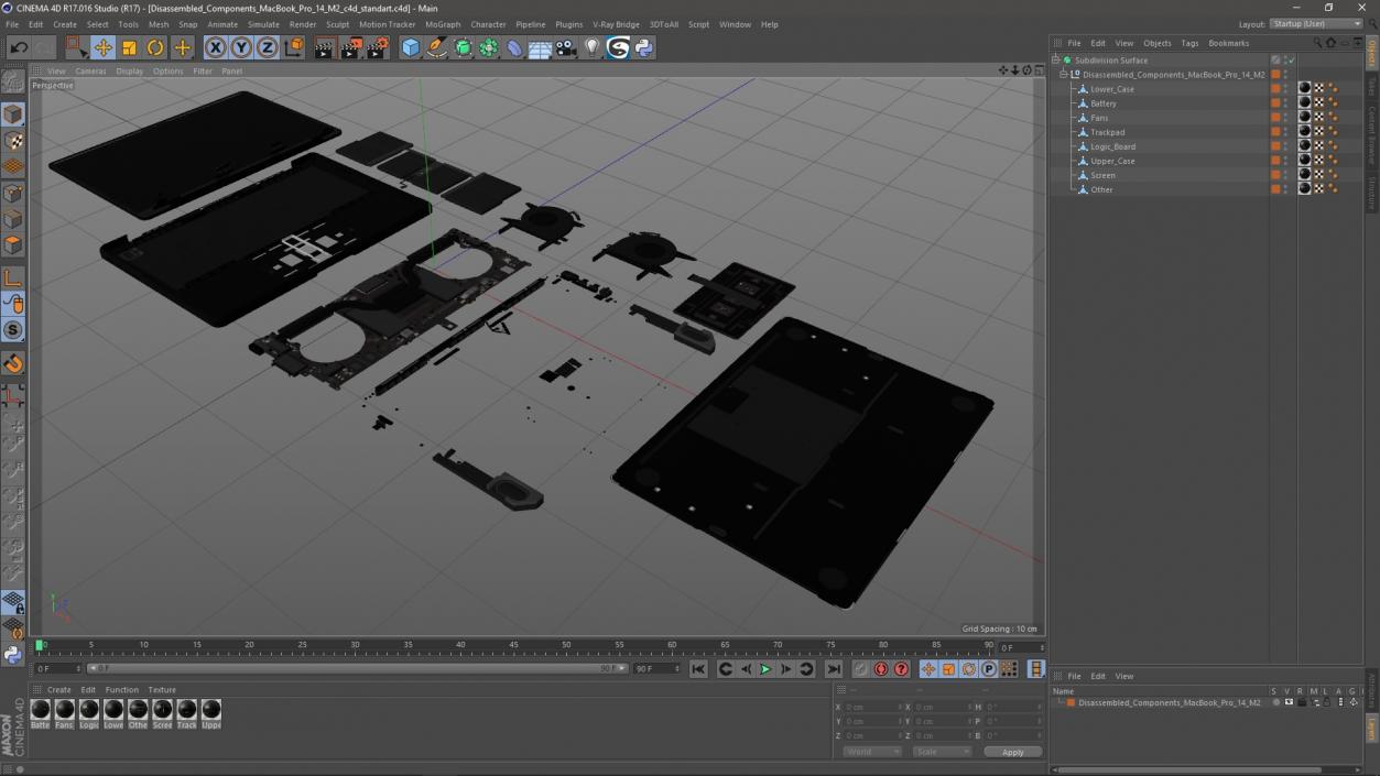 3D Disassembled Components MacBook Pro 14 M2