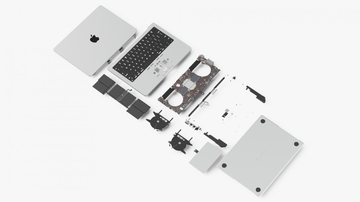 3D Disassembled Components MacBook Pro 14 M2