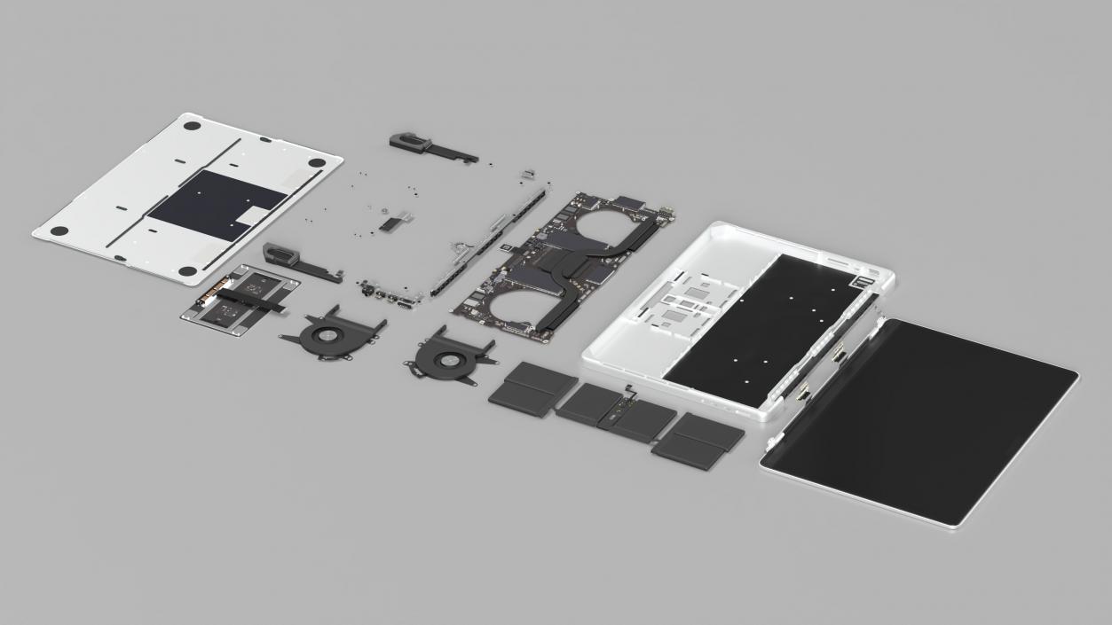 3D Disassembled Components MacBook Pro 14 M2