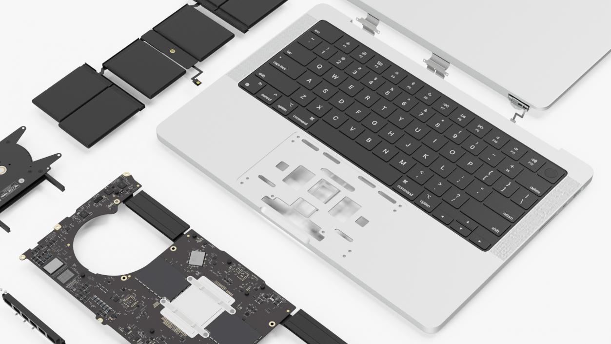 3D Disassembled Components MacBook Pro 14 M2