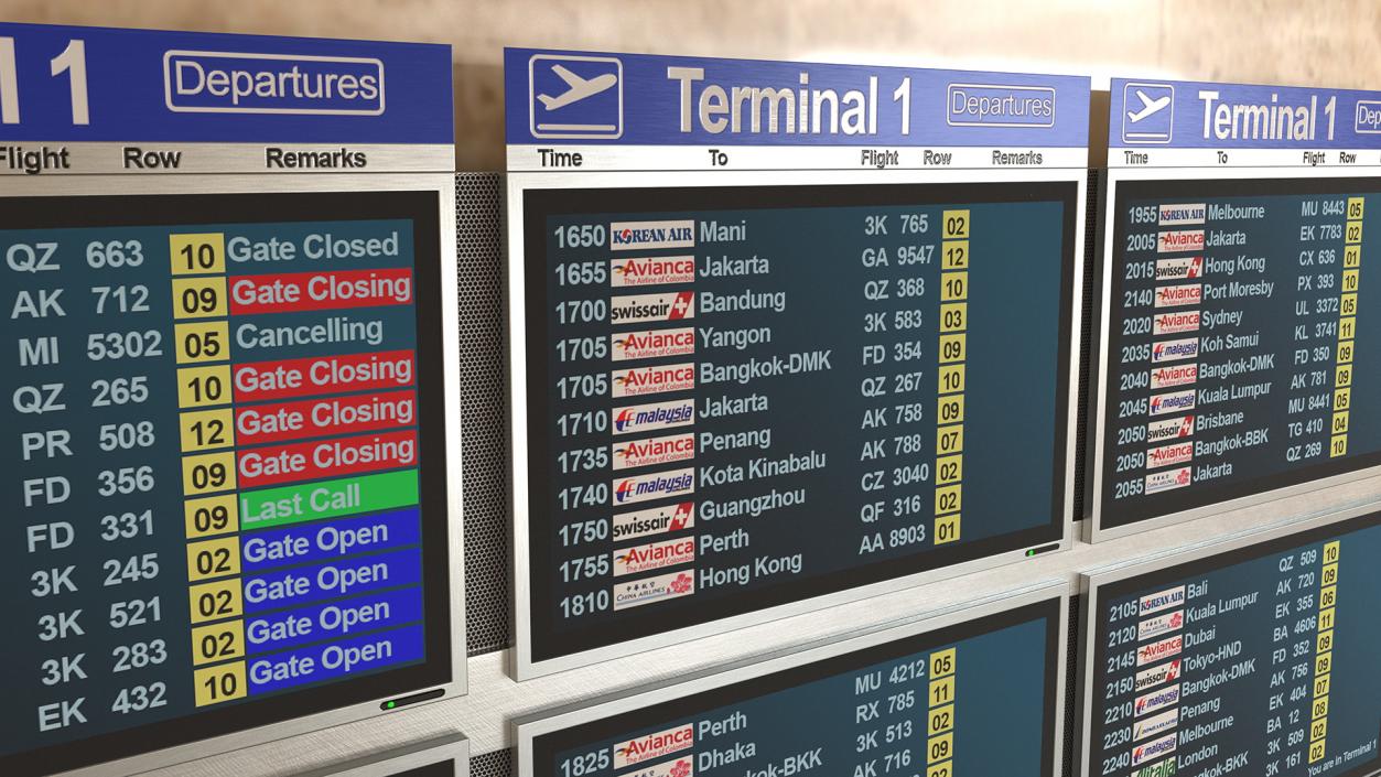 3D Flight Information Display System model