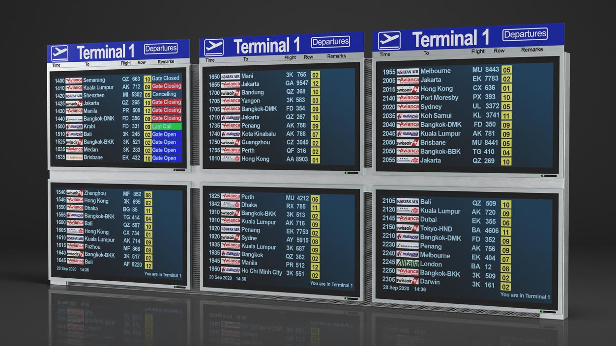 3D Flight Information Display System model