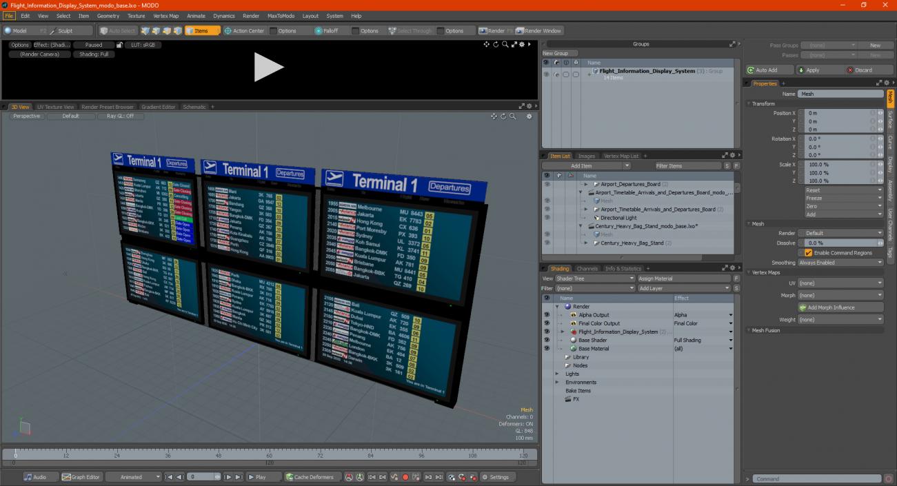 3D Flight Information Display System model