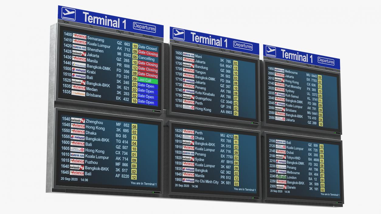 3D Flight Information Display System model