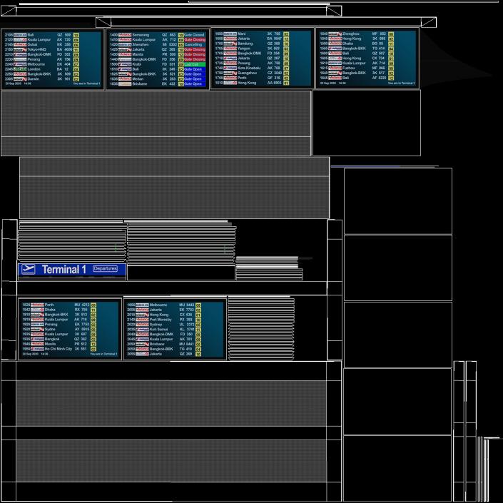 3D Flight Information Display System model