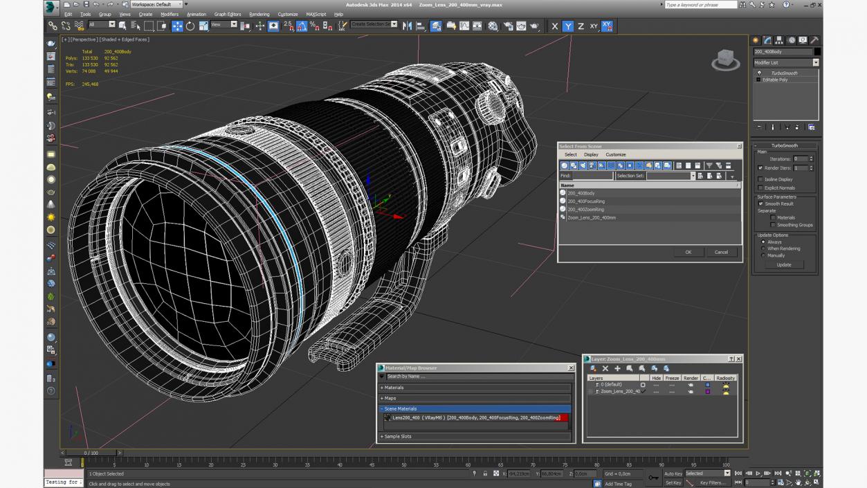 Zoom Lens 200 400mm 3D model