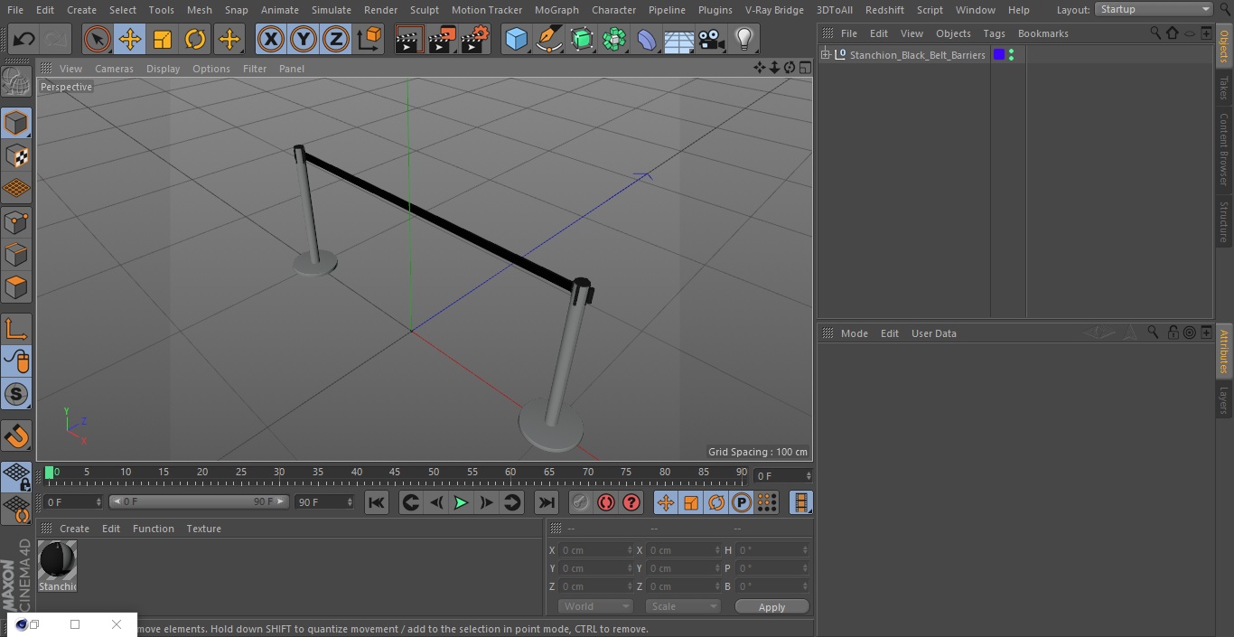 Stanchion Black Belt Barriers 3D model