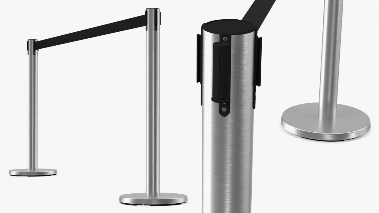 Stanchion Black Belt Barriers 3D model