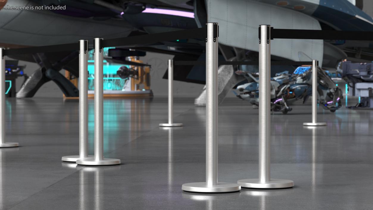 Stanchion Black Belt Barriers 3D model