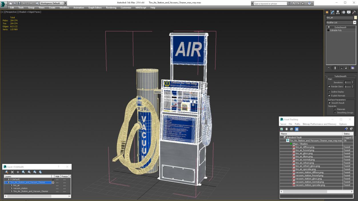 3D model Tire Air Station and Vacuum Cleaner