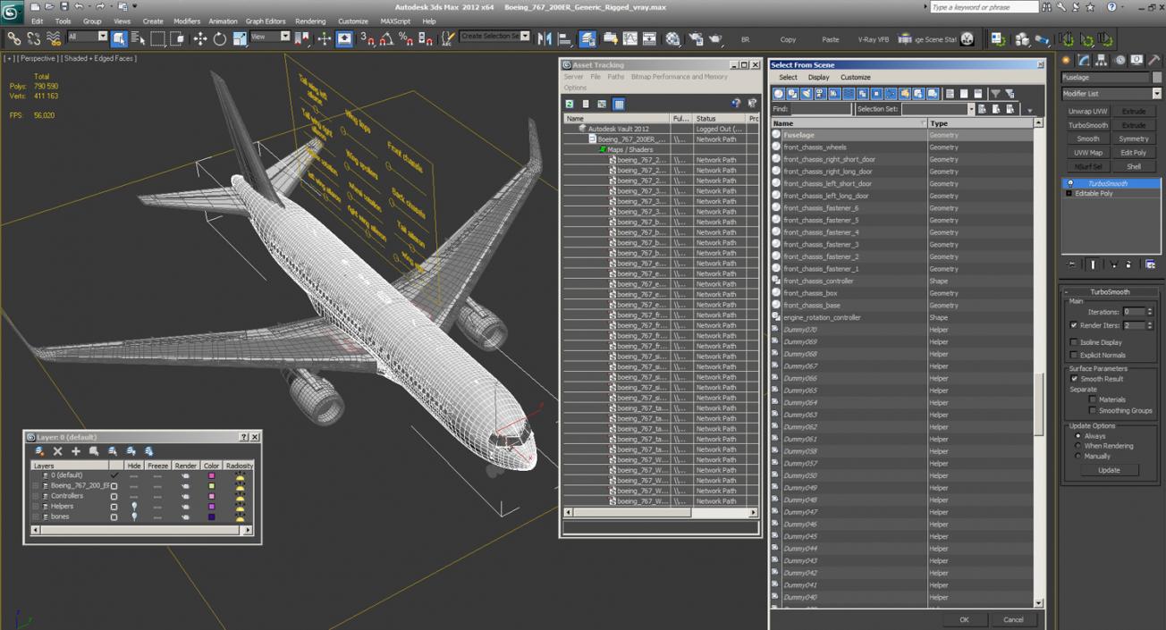 3D Boeing 767-200ER Generic Rigged