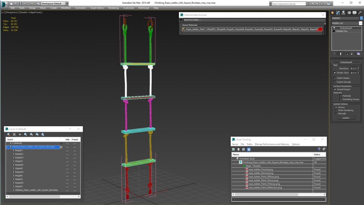 3D Climbing Rope Ladder with Square Boxsteps