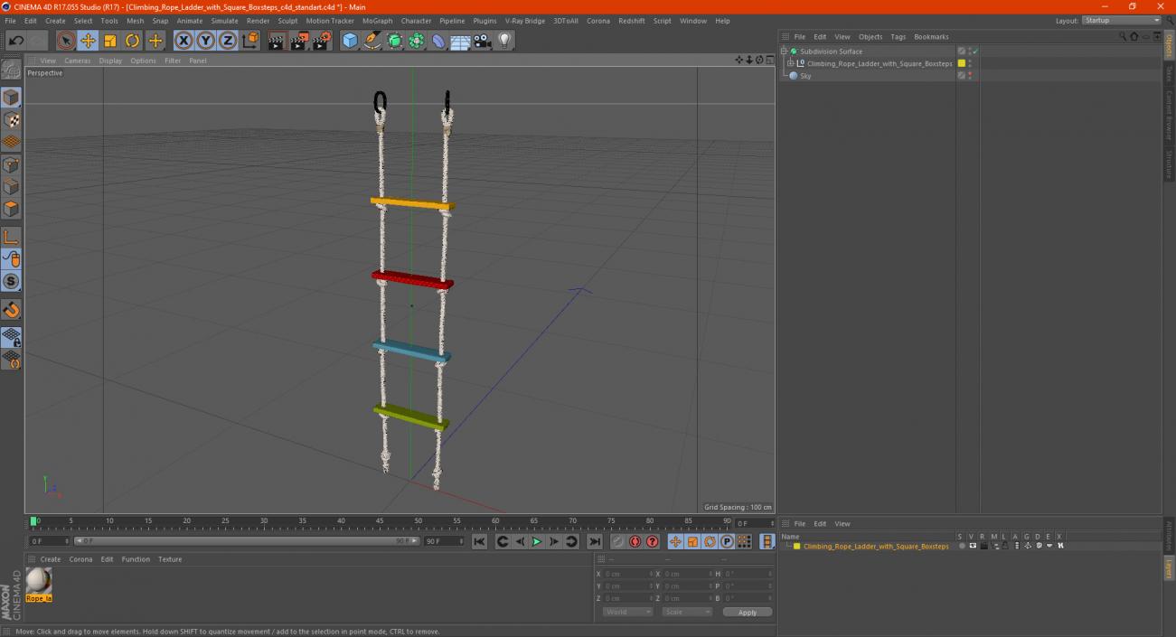 3D Climbing Rope Ladder with Square Boxsteps