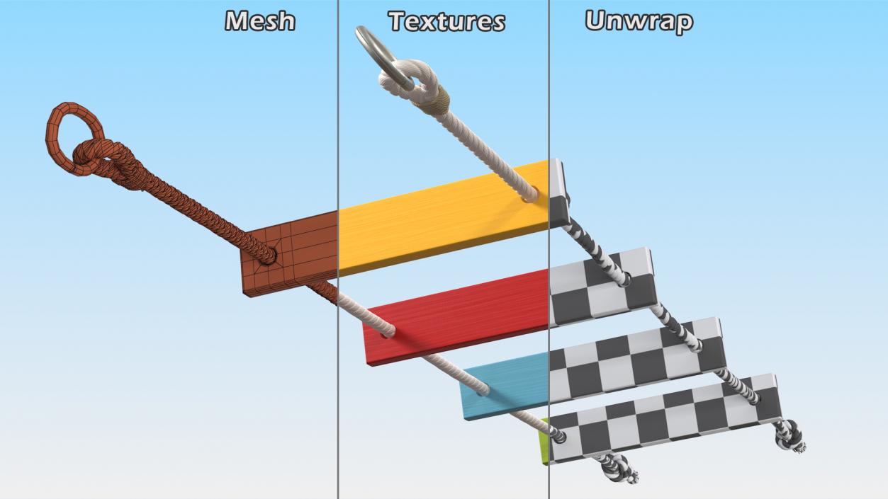 3D Climbing Rope Ladder with Square Boxsteps