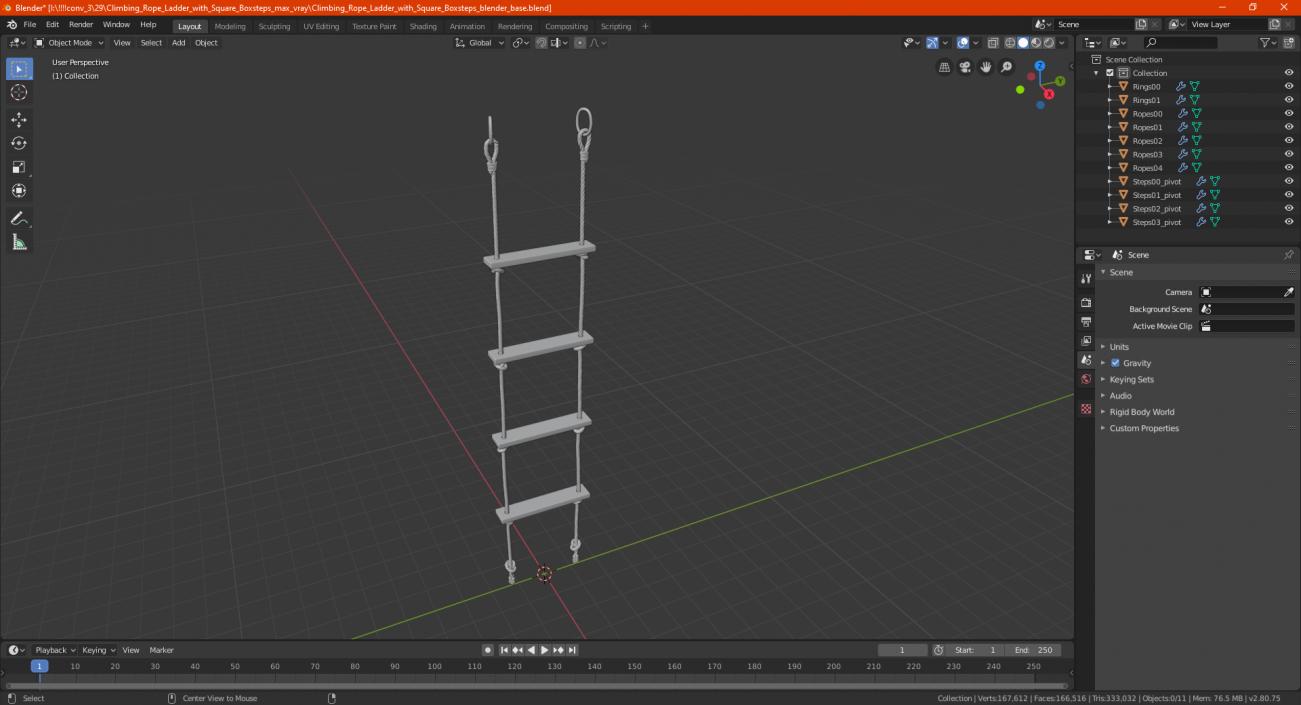 3D Climbing Rope Ladder with Square Boxsteps