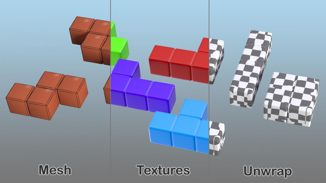 Tetris Bricks Set 3D