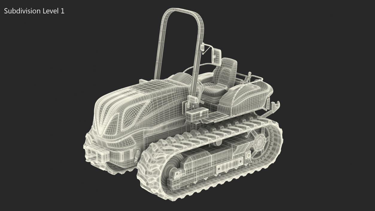 3D Tracked Tractor Dirty Rigged model