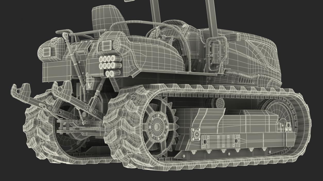 3D Tracked Tractor Dirty Rigged model