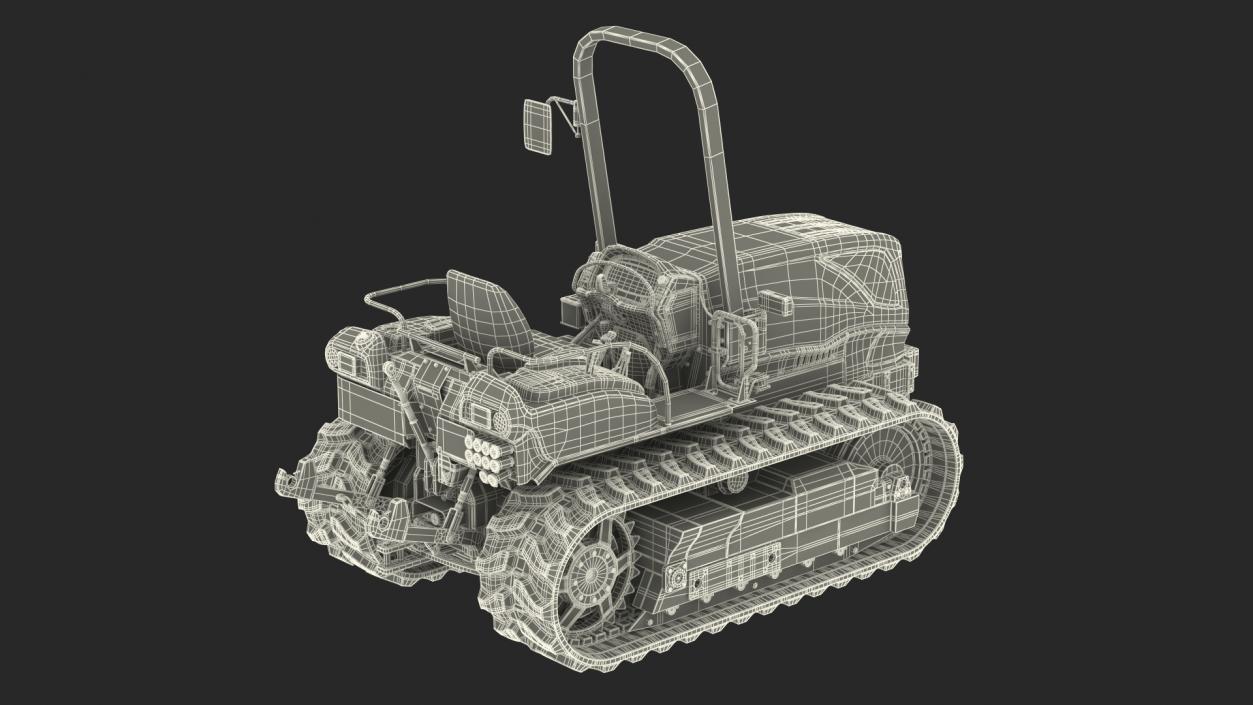 3D Tracked Tractor Dirty Rigged model