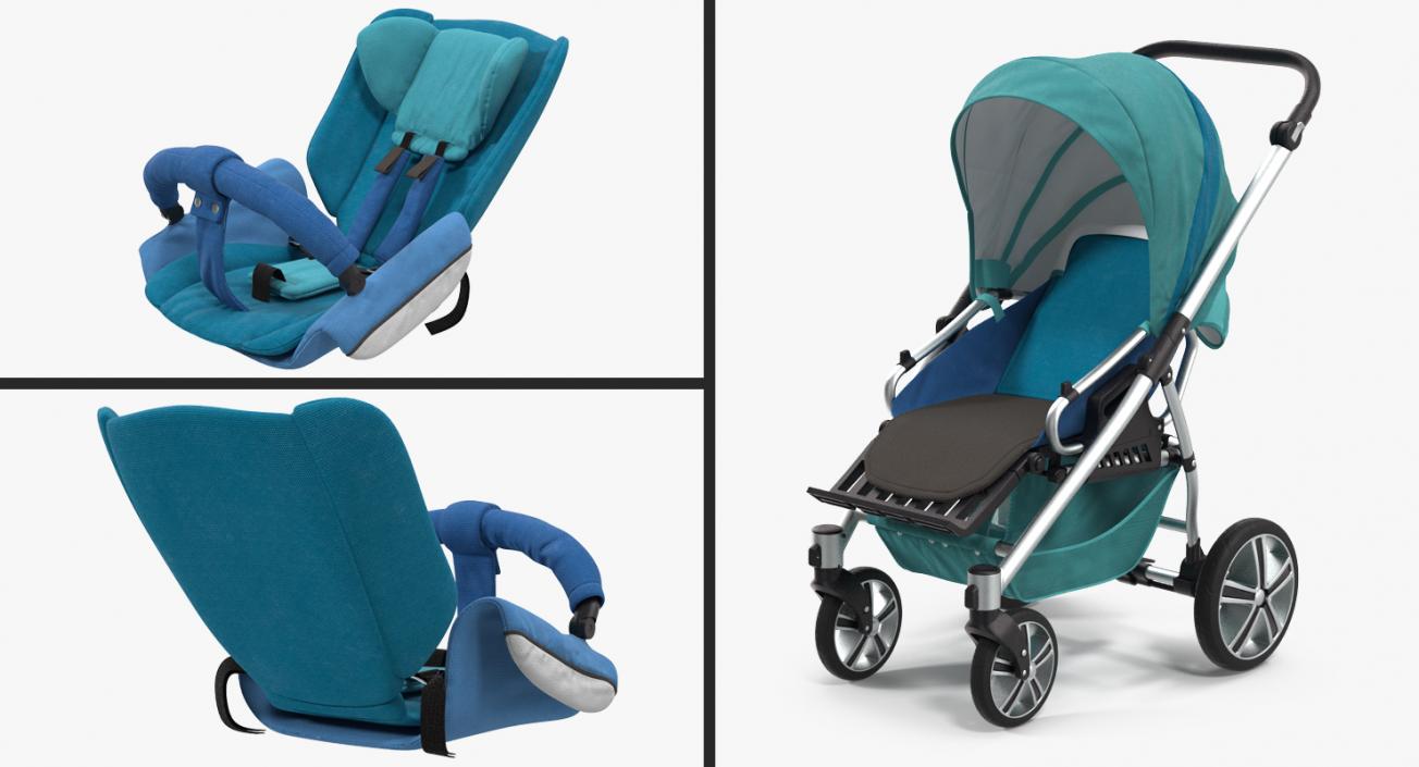 3D Baby Carriages and Car Seat Collection model