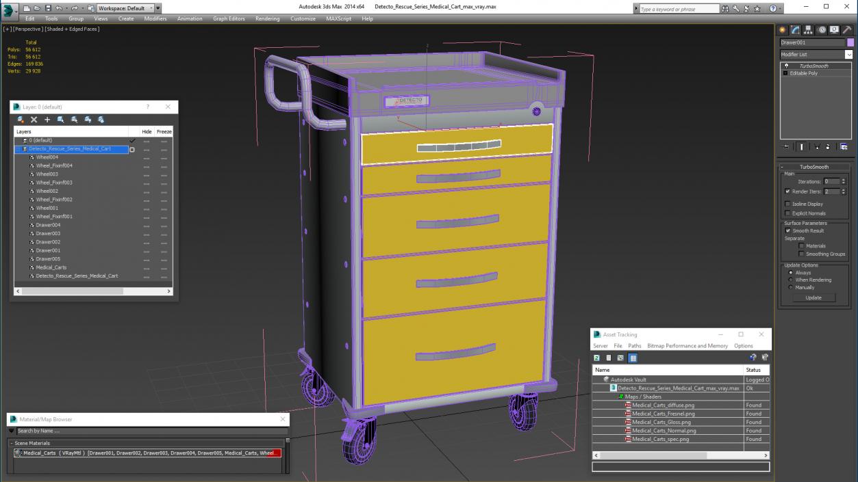 Detecto Rescue Series Medical Cart 3D model