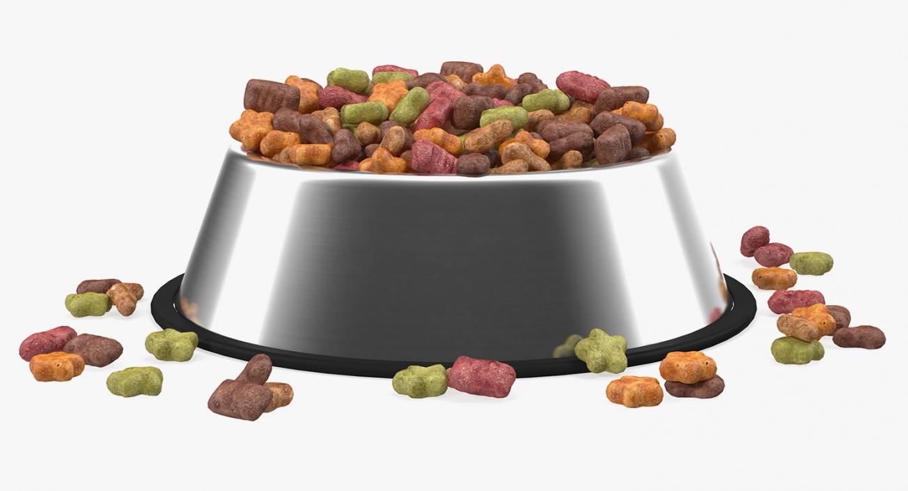 3D Dry Pet Food Stainless Steel Bowl model