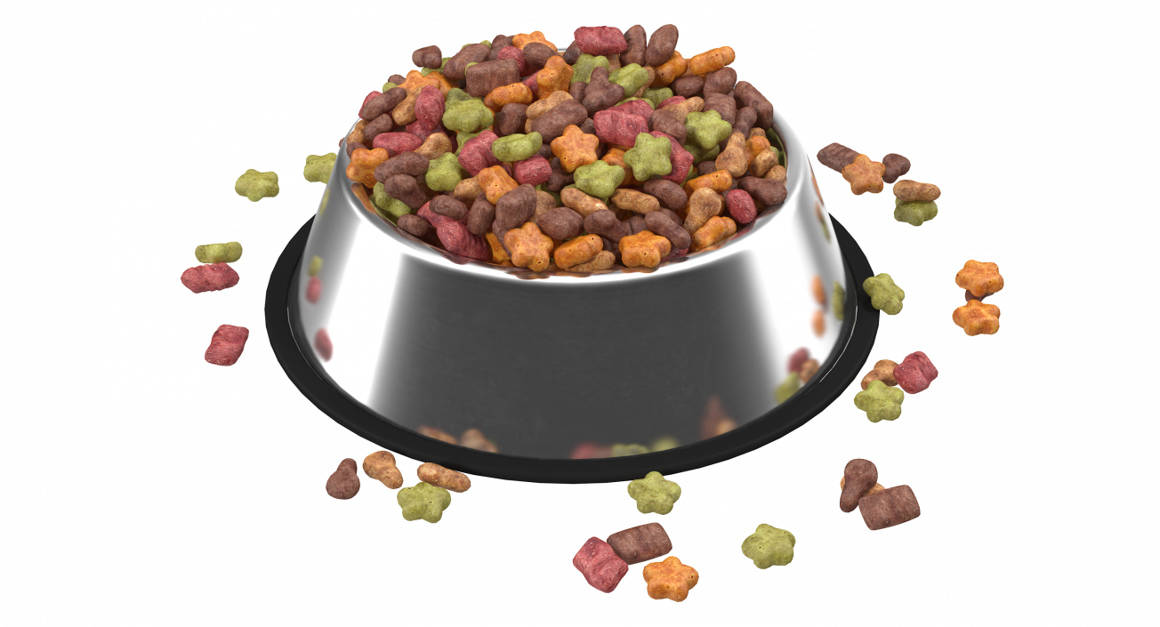 3D Dry Pet Food Stainless Steel Bowl model