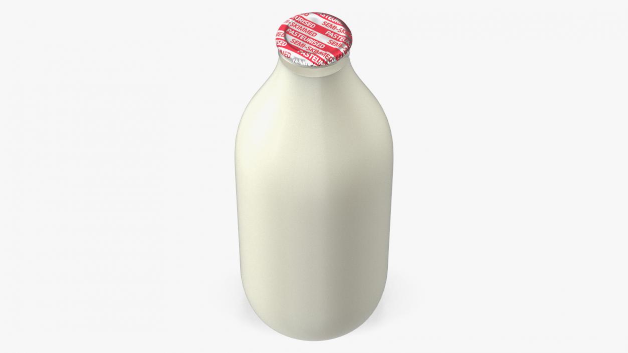 Glass Bottle of Semi-Skimmed Milk with Foil Top 3D