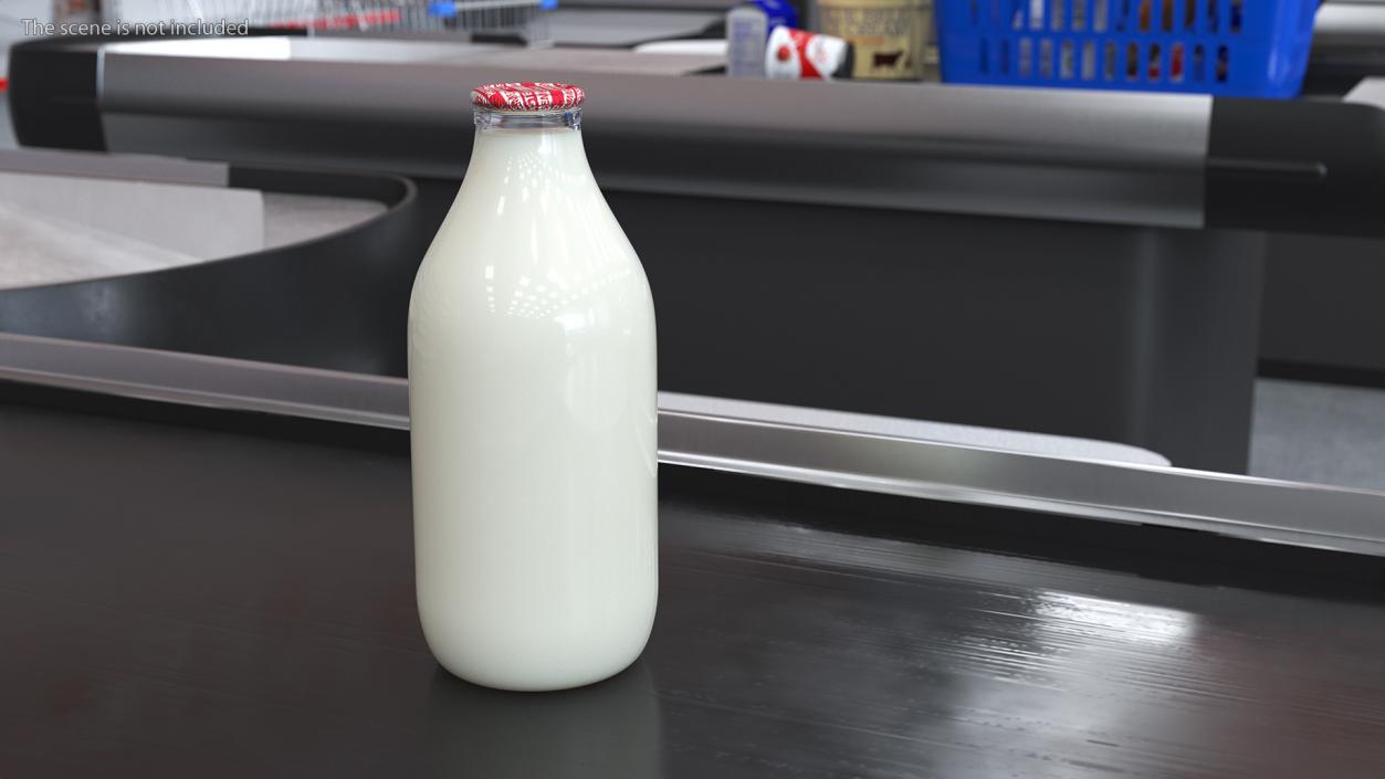 Glass Bottle of Semi-Skimmed Milk with Foil Top 3D