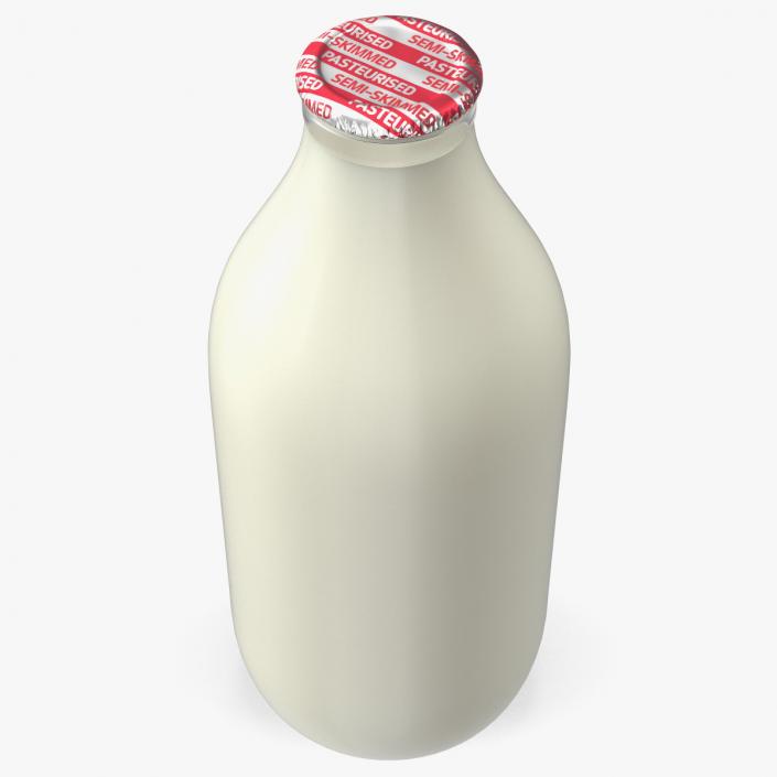 Glass Bottle of Semi-Skimmed Milk with Foil Top 3D