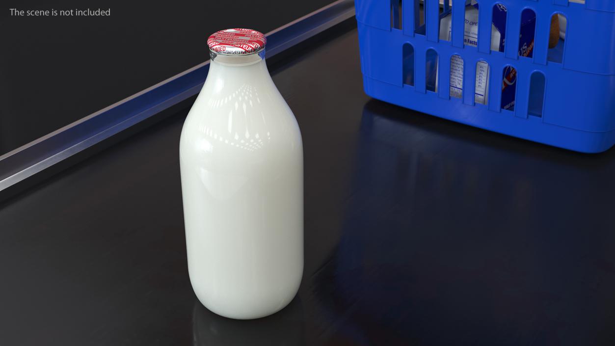 Glass Bottle of Semi-Skimmed Milk with Foil Top 3D