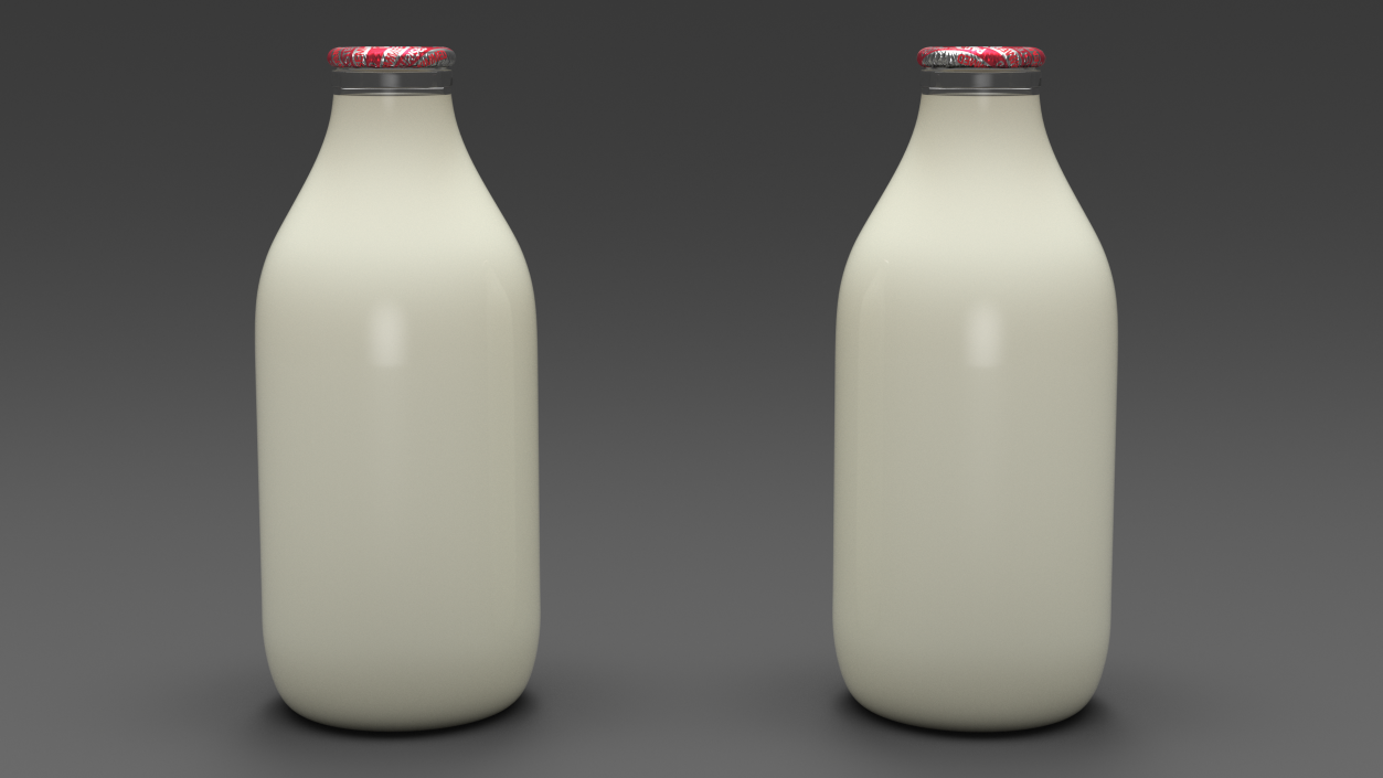 Glass Bottle of Semi-Skimmed Milk with Foil Top 3D