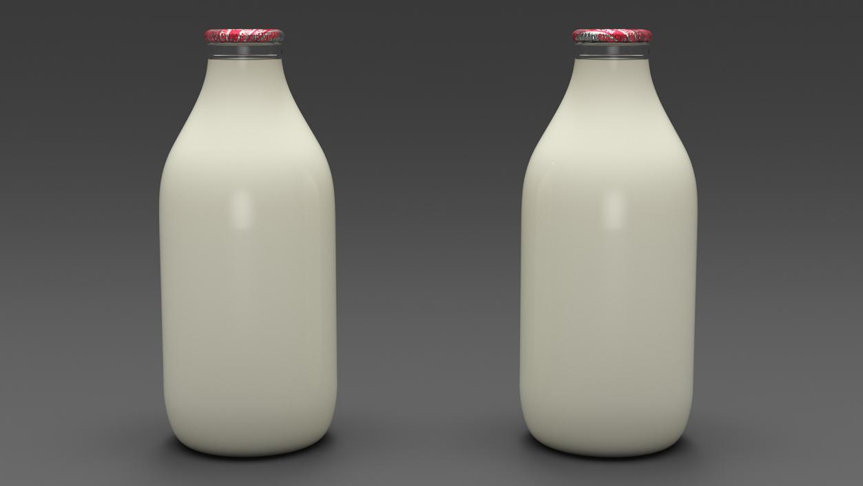 Glass Bottle of Semi-Skimmed Milk with Foil Top 3D