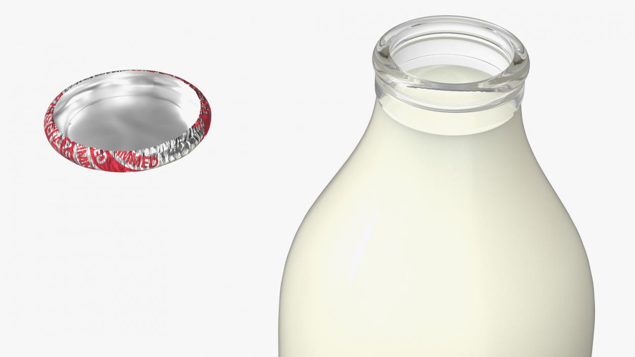 Glass Bottle of Semi-Skimmed Milk with Foil Top 3D