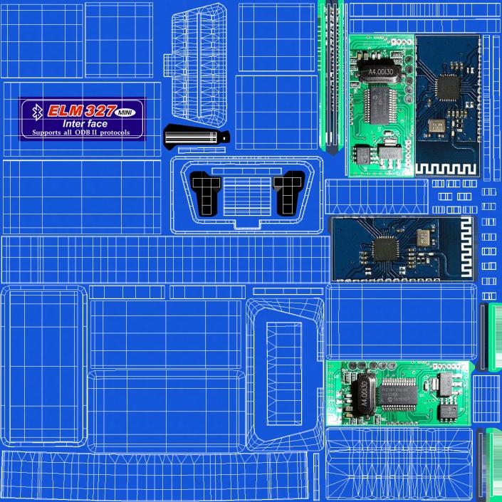 3D ELM327 Mini OBD2 Bluetooth Car Scanner model