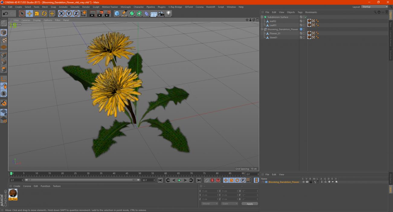 3D model Blooming Dandelion Flower