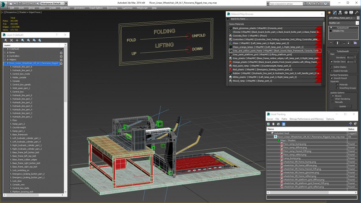 3D Ricon Linear Wheelchair Lift AL1 Panorama Rigged model