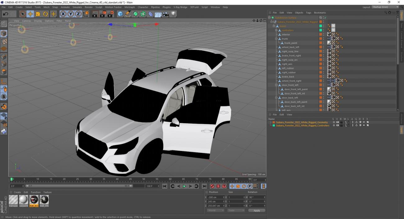 Subaru Forester 2022 White Rigged for Cinema 4D 3D