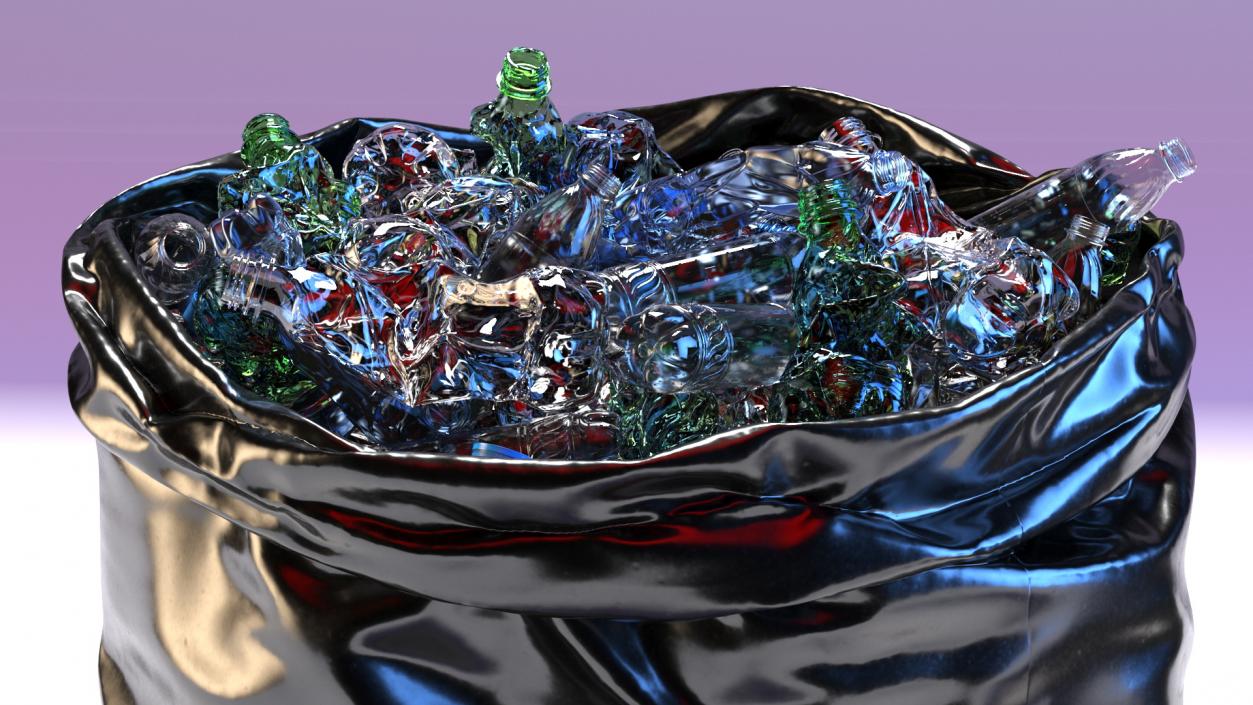 3D Trash Bag Full of Plastic Bottles model