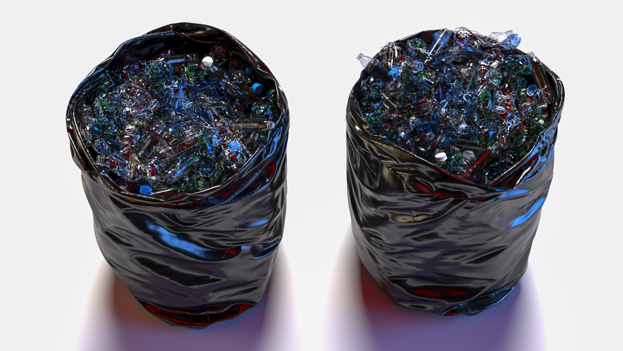 3D Trash Bag Full of Plastic Bottles model