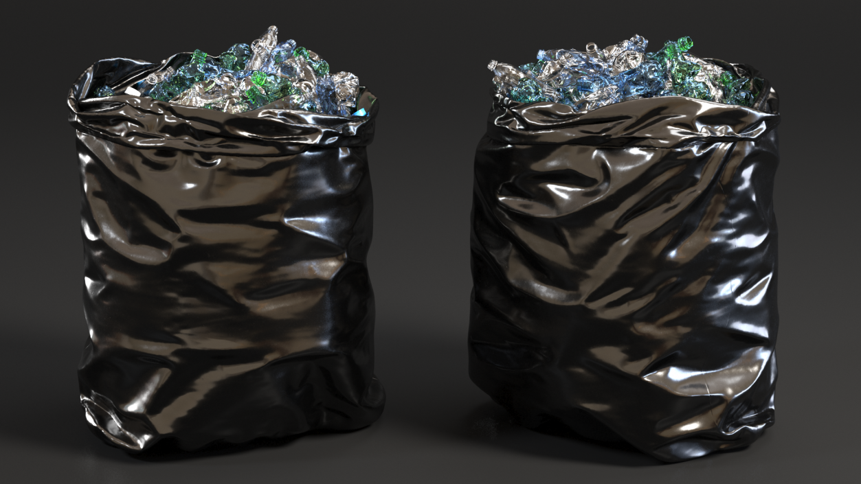 3D Trash Bag Full of Plastic Bottles model