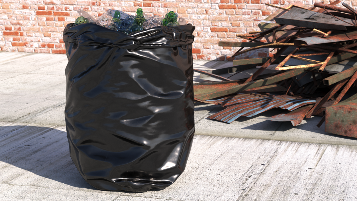 3D Trash Bag Full of Plastic Bottles model