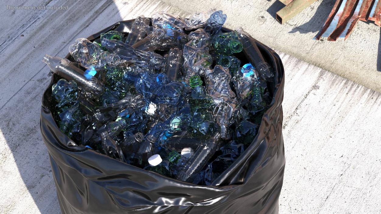 3D Trash Bag Full of Plastic Bottles model