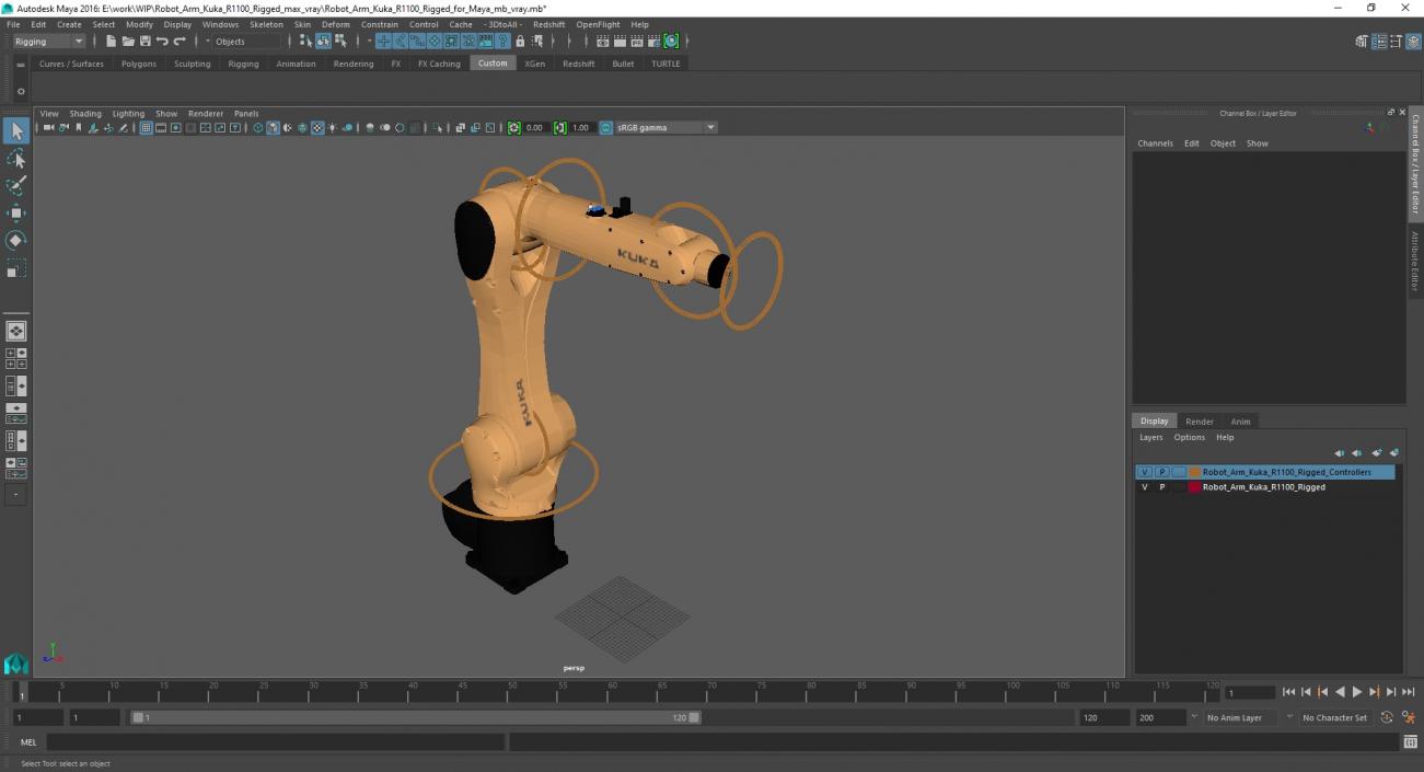 3D Robot Arm Kuka R1100 Rigged for Maya